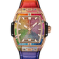 Hublot Spirit of Big Bang King Gold Rainbow 39 MM - Black Rubber and Multicolored Alligator Leather Straps - Diamond Bezel - Colored Gemstones Dial -  662.OX.9900.LR.0999