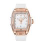 Hublot Spirit of Big Bang King Gold White Diamonds 32 MM - White Rubber Strap - Diamond Bezel - Matte White Dial - 682.OE.2080.RW.1204