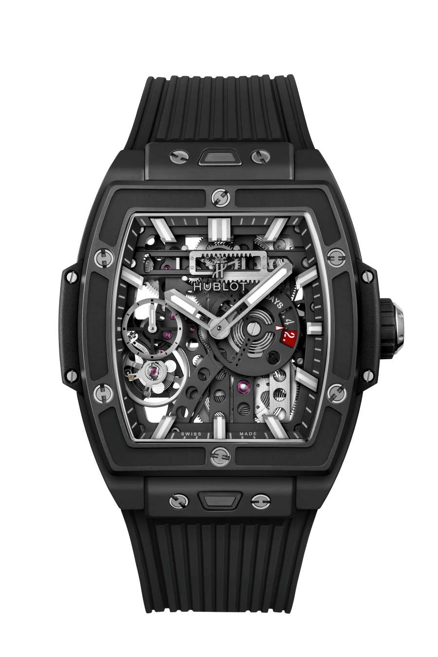 Hublot Spirit of Big Bang Meca-10 Black Magic 45 MM - Black Rubber Strap - Matte Black Skeleton Dial - 614.CI.1170.RX