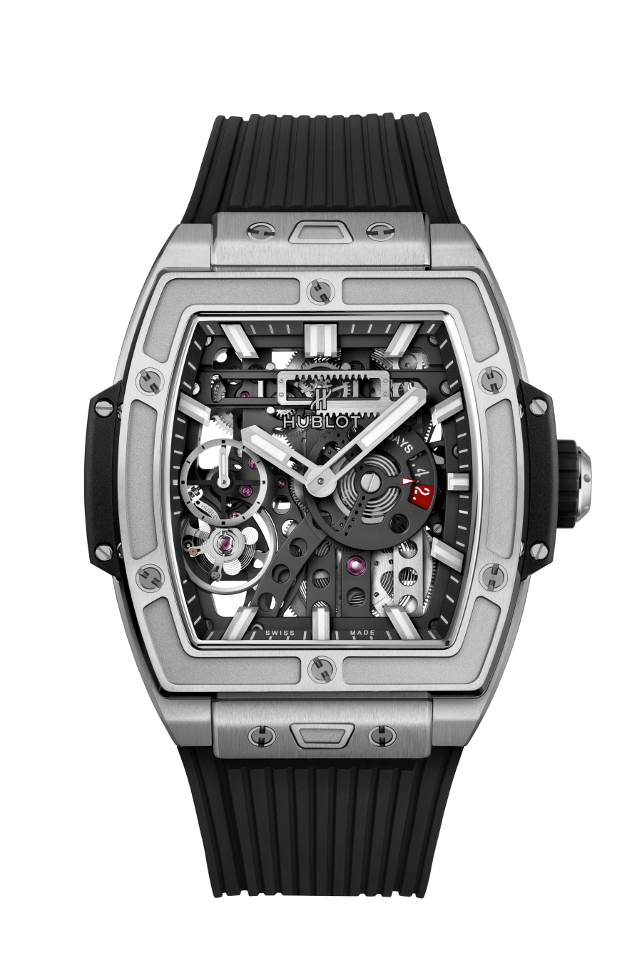 Hublot Spirit of Big Bang Meca-10 Titanium 45 MM - Black Rubber Strap - Matte Black Skeleton Dial - 614.NX.1170.RX