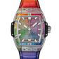 Hublot Spirit of Big Bang Titanium Rainbow 39 MM - Black Rubber and Multicolored Alligator Leather Straps - Diamond Bezel - Colored Gemstones Dial  - 662.NX.9900.LR.0999