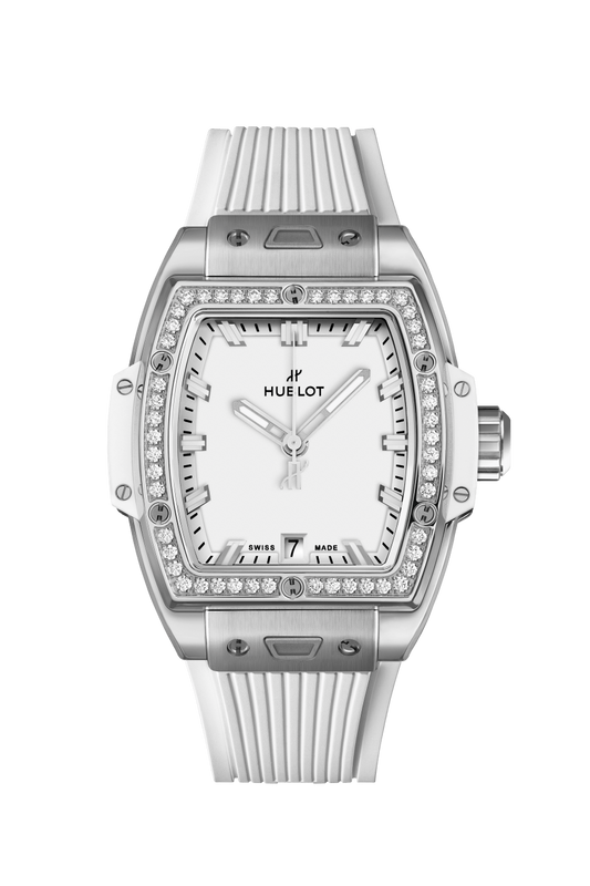 Hublot Spirit of Big Bang Titanium White Diamonds 39 MM - White Rubber Strap - Diamond Bezel - Matte White Dial - 662.NE.2010.RW.1204