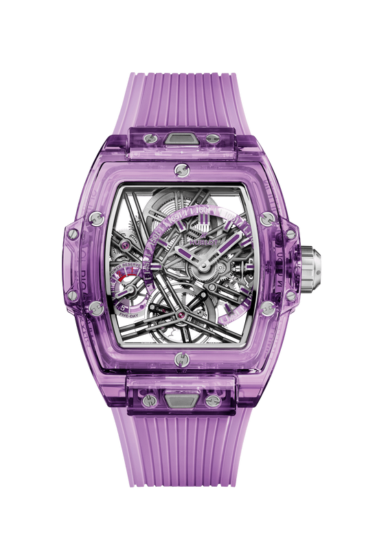 Hublot Spirit of Big Bang Tourbillon Purple Sapphire 42 MM - Purple Rubber Strap - Sapphire Crystal Dial - 645.JM.0120.RT