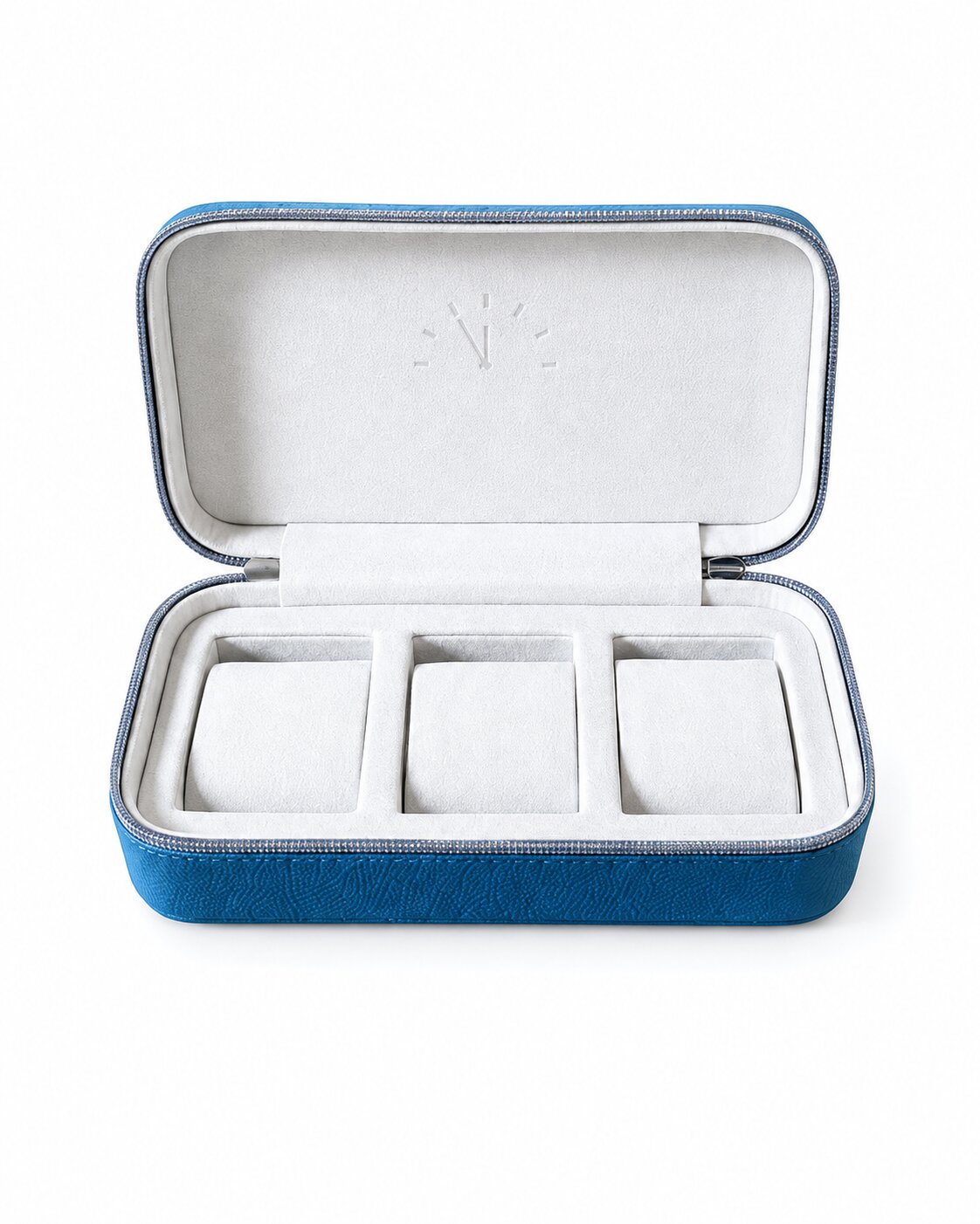 NYC Watches Triple-Watch Zippered Protective Travel Case - Teal Blue - Gray Zipper