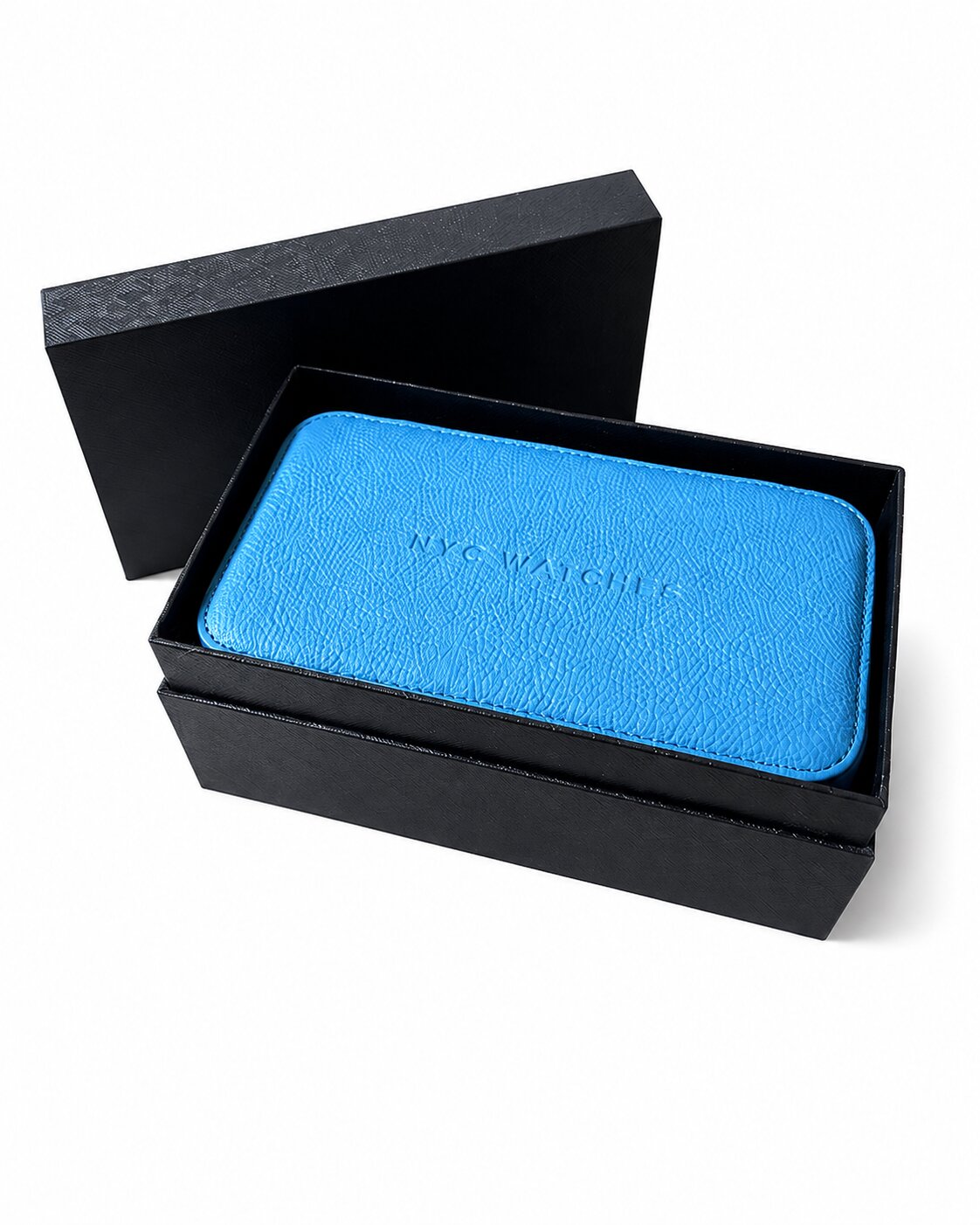 NYC Watches Triple-Watch Zippered Protective Travel Case - Teal Blue - Gray Zipper