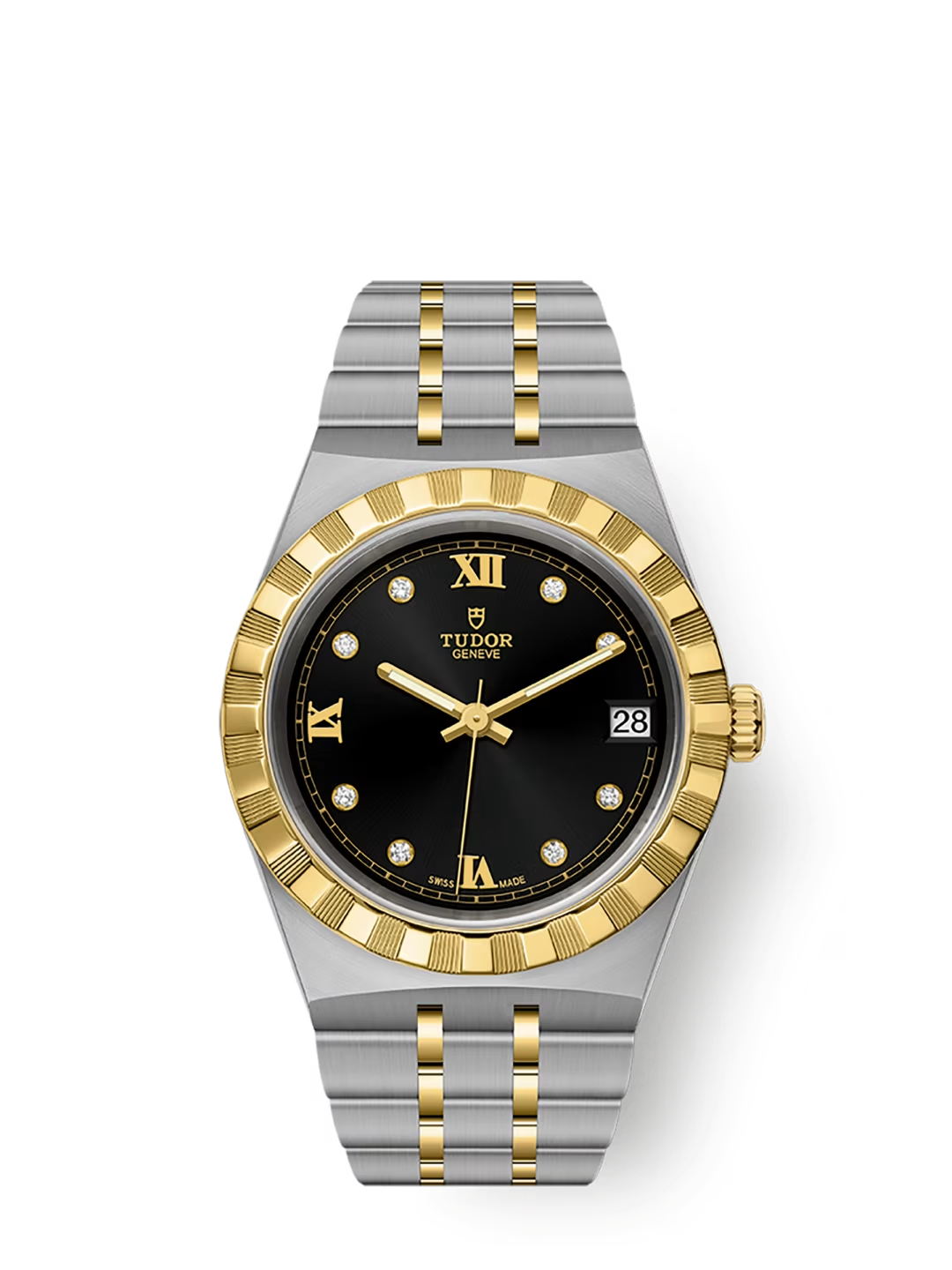 Tudor Royal - 28 MM - Steel & Yellow Gold - Black Roman Diamond Dial - M28303-0005