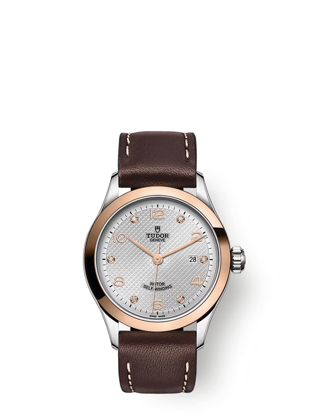 Tudor 1926 - 28 MM - Steel & Rose Gold - Silver Diamond Dial - M91351-0006