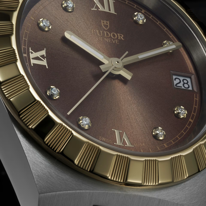 Tudor Royal - 28 MM - Steel & Yellow Gold - Chocolate Roman Diamond Dial - M28303-0009