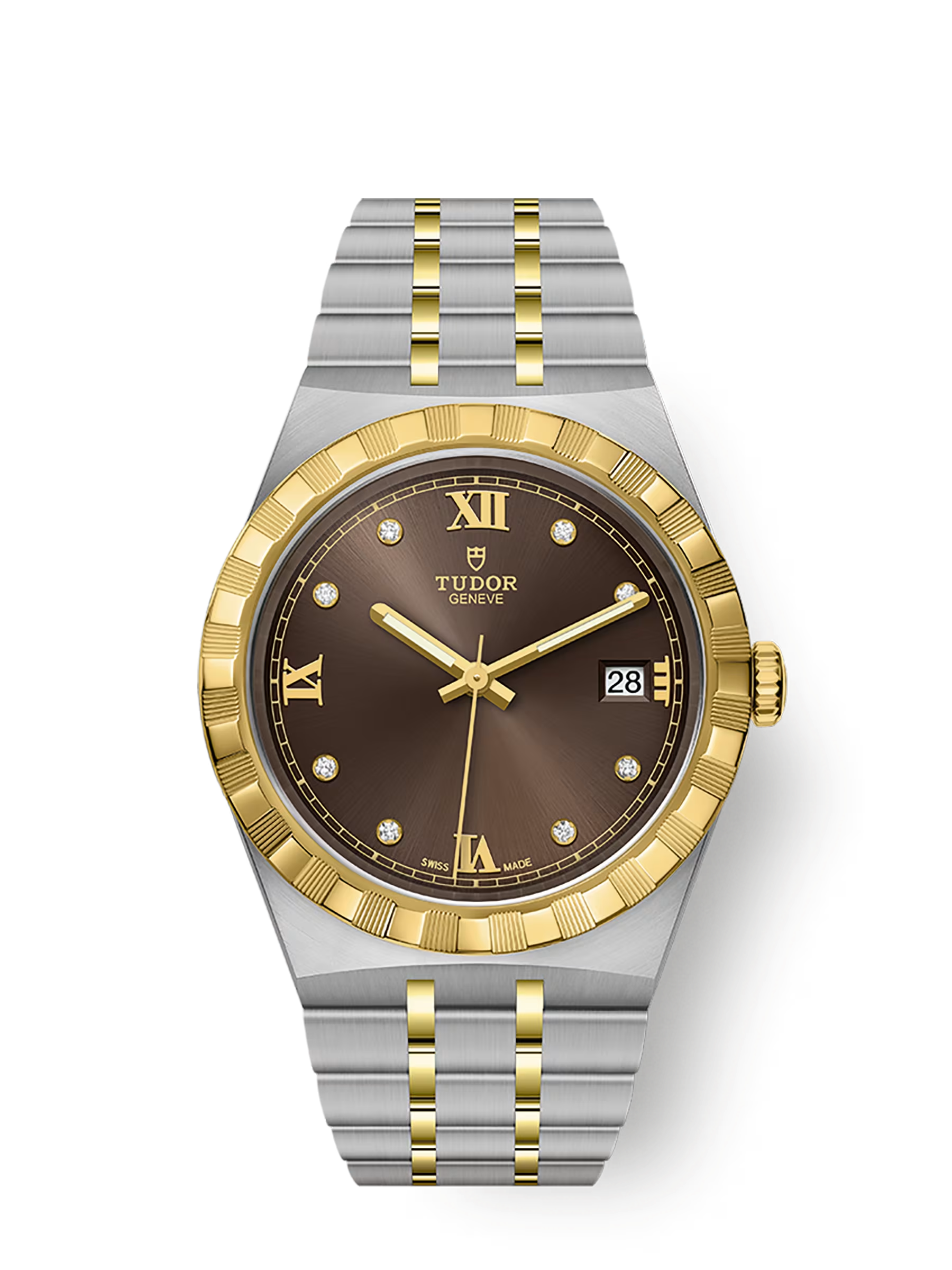 Tudor Royal - 28 MM - Steel & Yellow Gold - Chocolate Roman Diamond Dial - M28303-0009