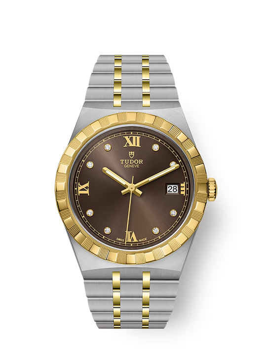 Tudor Royal - 28 MM - Steel & Yellow Gold - Chocolate Roman Diamond Dial - M28303-0009