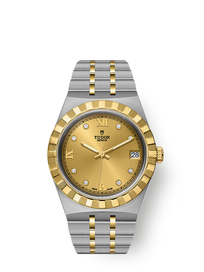 Tudor Royal - 28 MM - Steel & Yellow Gold - Champagne Roman Diamond Dial - M28303-0006