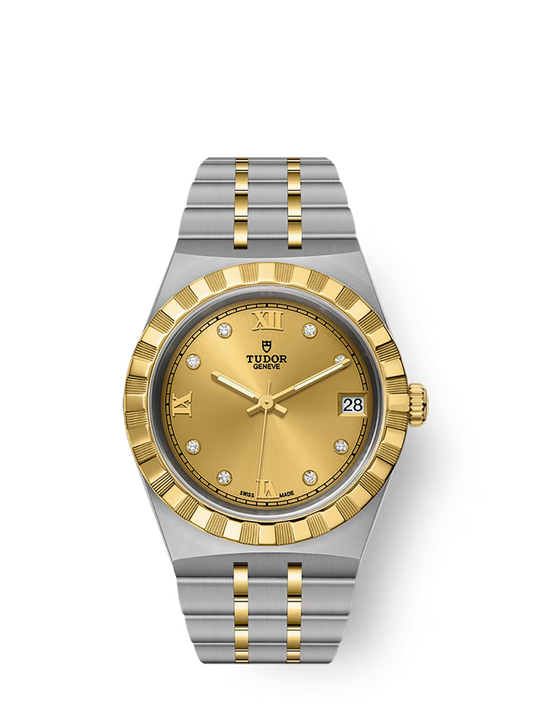 Tudor Royal - 28 MM - Steel & Yellow Gold - Champagne Roman Diamond Dial - M28303-0006