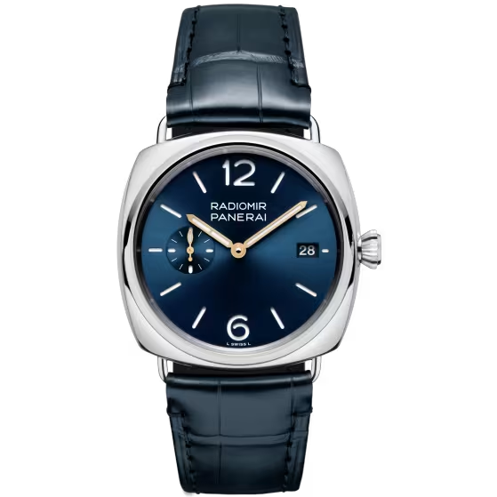 Panerai Radiomir Stainless Steel 40 MM - Alligator semi-mat dark Blue Strap - Blue Sun-Brushed Dial - PAM01293