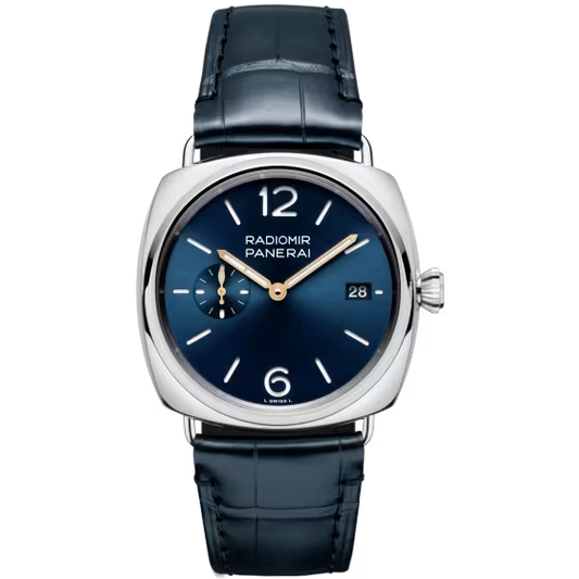 Panerai Radiomir Stainless Steel 40 MM - Alligator semi-mat dark Blue Strap - Blue Sun-Brushed Dial - PAM01293