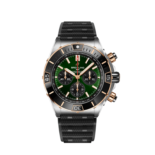 Breitling Chronomat Stainless steel and Rose Gold 44 MM - Black Rubber Strap - Green Dial - UB0136251L1S1