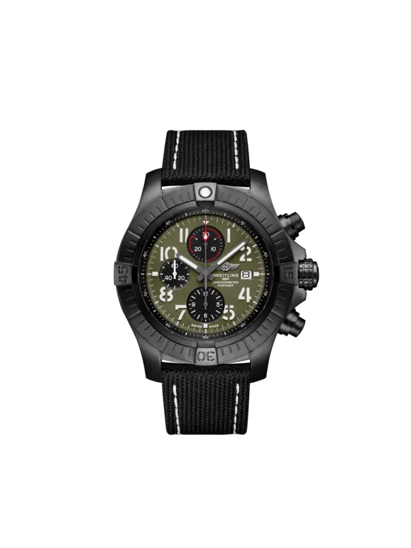 Breitling Avenger DLC-coated Titanium 48 MM - Anthracite Calfskin Strap - Green Dial - A13313121B1S1