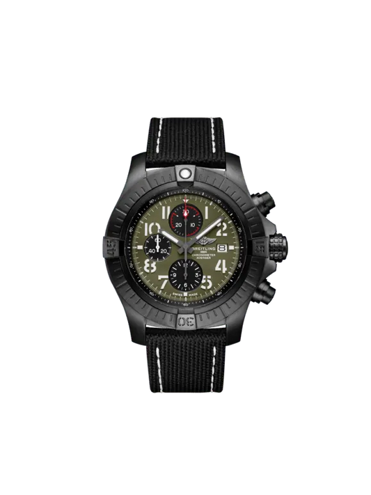 Breitling Avenger DLC-coated Titanium 48 MM - Anthracite Calfskin Strap - Green Dial - A13313121B1S1