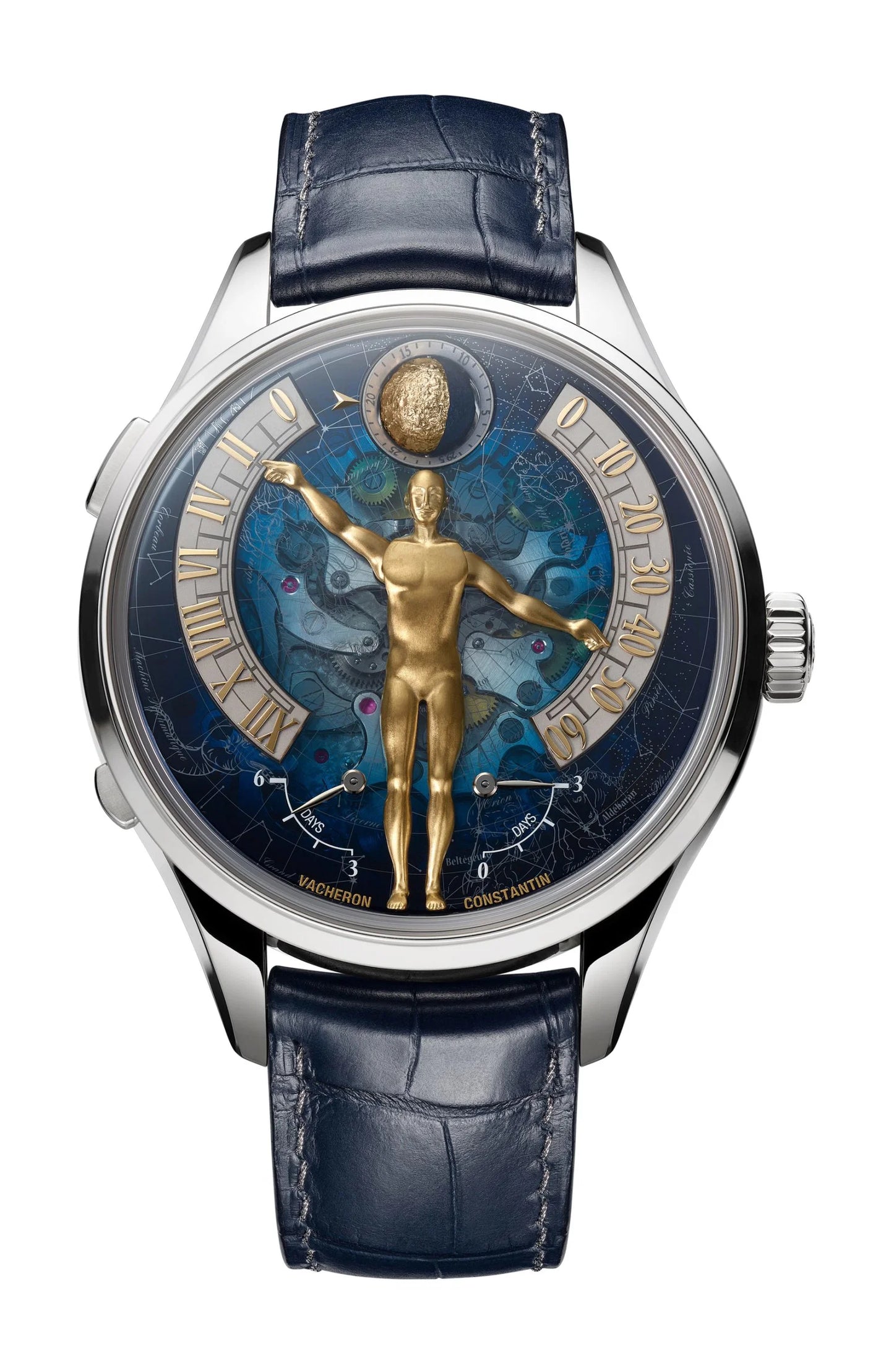 Vacheron Constantin Métiers D' Art Tribute To The Quest Of Time - Limited Edition - White Gold - 43 MM - Dark Blue Leather Strap - Celestial Artistic Dial - 7200A/000G-H103