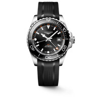 Longiness Hydroconquest GMT Stainless Steel And Ceramic 41 MM - Black Rubber Strap - Black Dial - L3.790.4.56.9