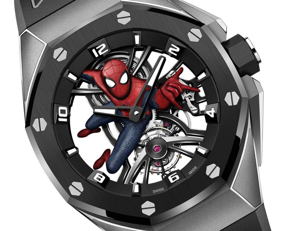 Audemars Piguet Royal Oak Concept Tourbillon Titanium "Spider man" 42 MM - Black Rubber Strap - Black Ceramic Bezel - Skeleton Spider man Dial - 26631IO.OO.D002CA.01