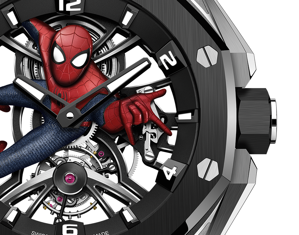 Audemars Piguet Royal Oak Concept Tourbillon Titanium "Spider man" 42 MM - Black Rubber Strap - Black Ceramic Bezel - Skeleton Spider man Dial - 26631IO.OO.D002CA.01