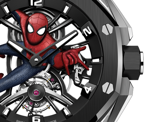 Audemars Piguet Royal Oak Concept Tourbillon Titanium "Spider man" 42 MM - Black Rubber Strap - Black Ceramic Bezel - Skeleton Spider man Dial - 26631IO.OO.D002CA.01