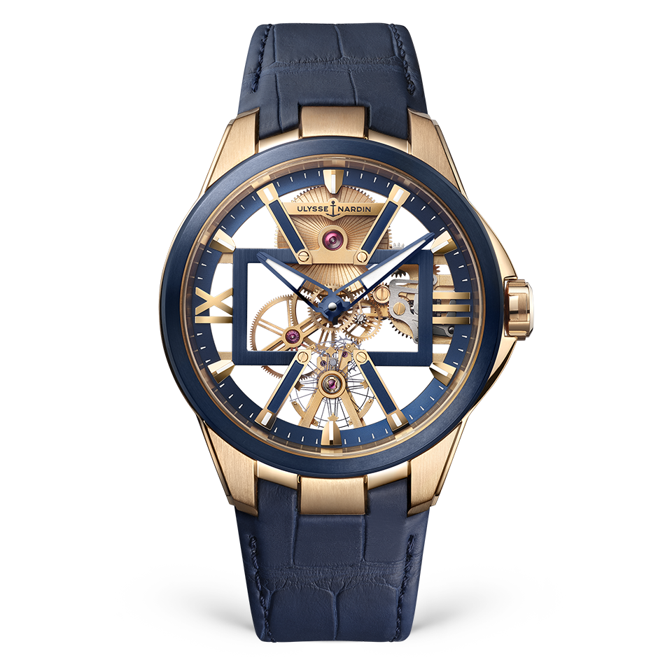 Ulysse Nardin Blast Rose Gold 42 MM - Blue Leather Strap - Skeleton Dial - 3716-260/03