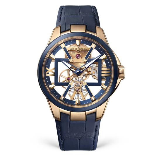 Ulysse Nardin Blast Rose Gold 42 MM - Blue Leather Strap - Skeleton Dial - 3716-260/03