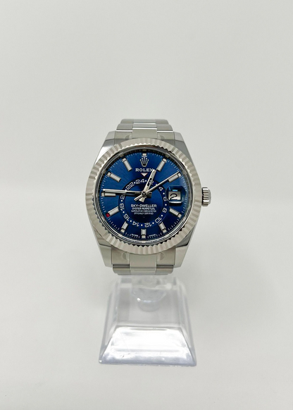 Rolex Stainless Steel & White Gold Sky Dweller Watch - 42 MM - Oyster Bracelet - Blue Dial - 326934-0003