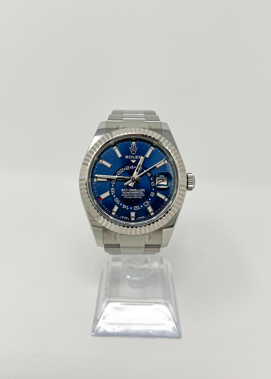 Rolex Stainless Steel & White Gold Sky Dweller Watch - 42 MM - Oyster Bracelet - Blue Dial - 326934 bl