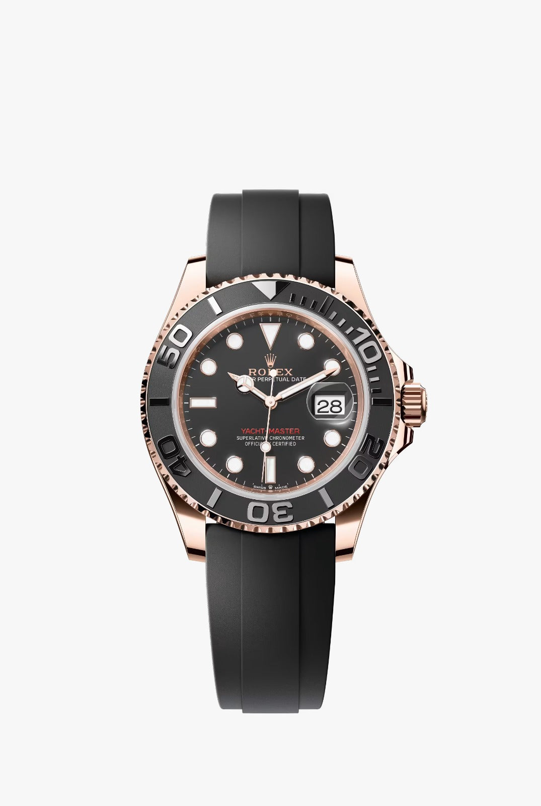 Rolex Everose Gold Yacht-Master Watch - 40 MM - Oysterflex Strap - Black Dial - 126655-0002
