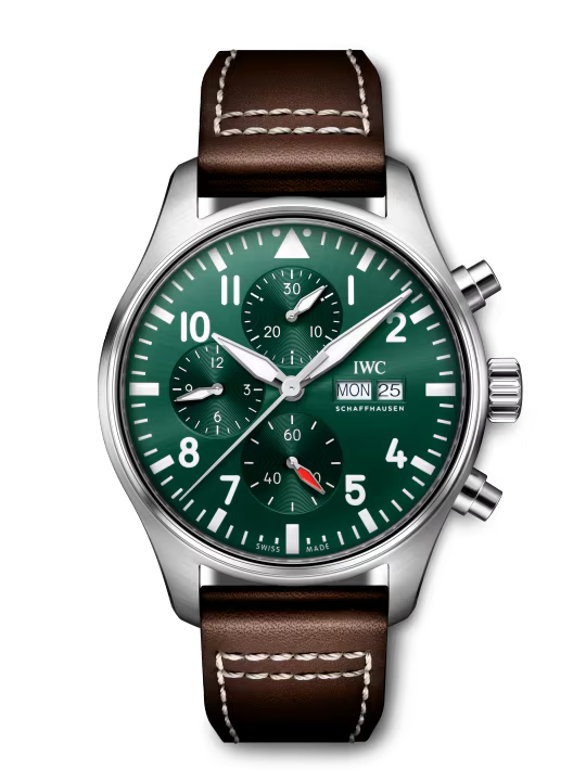 IWC Pilot's - Chronograph - Steel - 43 MM - Green Dial - IW378005  nyc watcher nyc watches