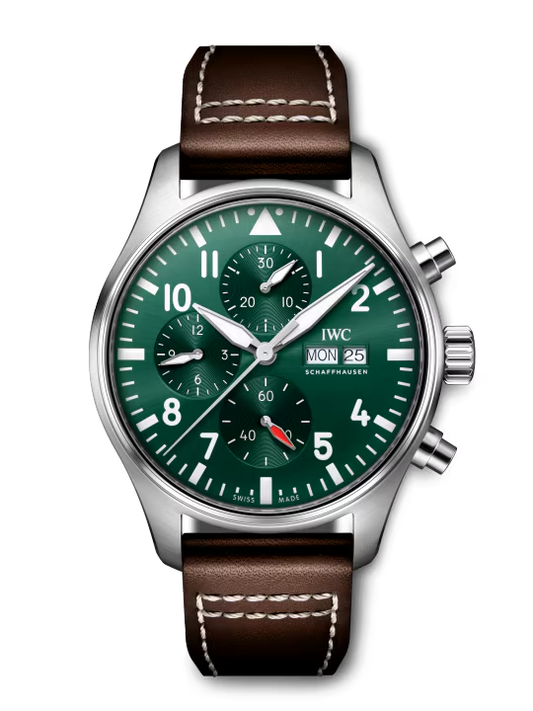 IWC Pilot's - Chronograph - Steel - 43 MM - Green Dial - IW378005  nyc watcher nyc watches