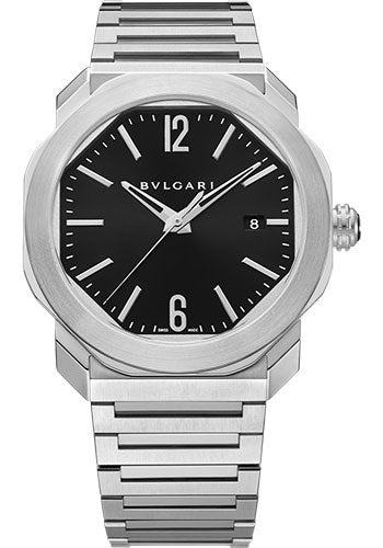 Bvlgari Octo Roma - Stainless Steel 41 MM - Stainless Steel Bracelet - Black Dial - Stainless Steel Bezel - 102704