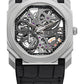 Bvlgari Octo Finissimo - Titanium 40 MM - Black Leather Strap - Grey Skeleton Dial - Titanium Bezel - 102714