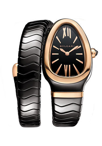 Bvlgari Serpenti Spiga - 35 MM - Black Ceramic and Rose Gold - Black Dial - 102735 nyc watcher nyc watches