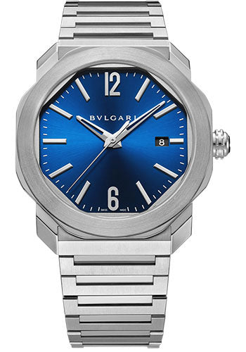 Bvlgari Octo Roma - Stainless Steel 41 MM - Stainless Steel Bracelet - Blue Dial - Stainless Steel Bezel - 102856