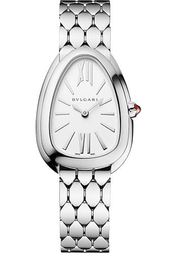 Bvlgari Serpenti Seduttori - 33 MM - Stainless Steel - White Silver Dial - 103141 nyc watcher nyc watches