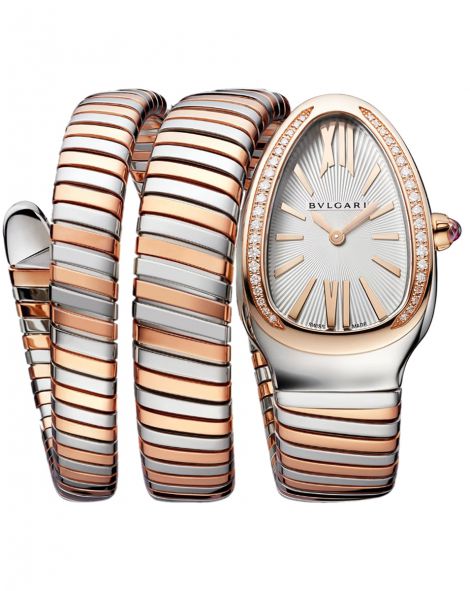 Bvlgari Serpenti Tubogas - 35 MM - Steel and Rose Gold - Silver Dial - 103149  nyc watcher nyc watches