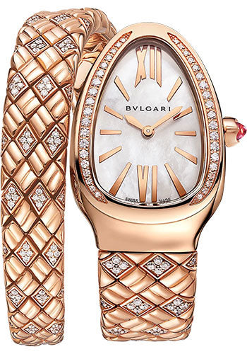 Bvlgari Serpenti Spiga - 35 MM - Rose Gold - White Mother of Pearl Dial - 103250 nyc watcher nyc watches