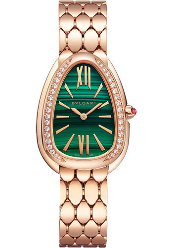 Bvlgari Serpenti Seduttori - Rose Gold 33 MM - Rose Gold Bracelet - Malachite Dial - 103273