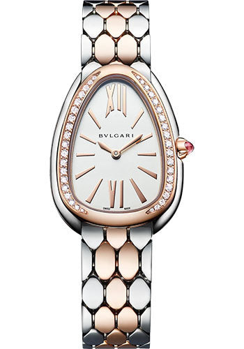 Bvlgari Serpenti Seduttori - 33 MM - Stainless Steel - White Silver Dial - 103274 nyc watcher nyc watches