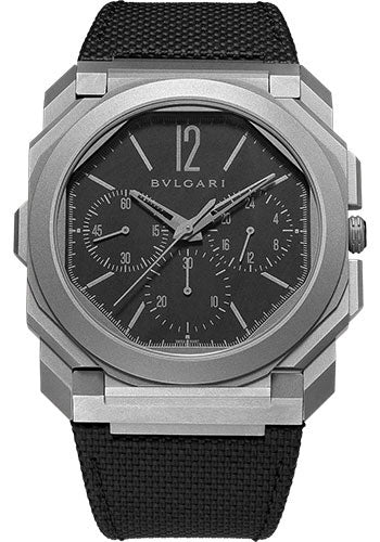 Bvlgari Octo Finissimo - Titanium 42 MM - Black Rubber Strap - Black Dial - Titanium Bezel - 103371