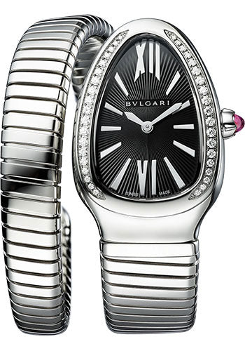 Bvlgari Serpenti Tubogas - 35 MM - Stainless Steel - Black Dial - 103434 nyc watcher nyc watches