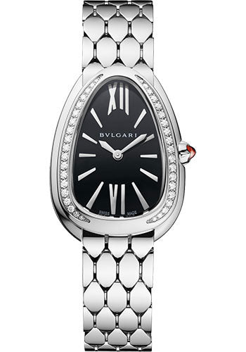 Bvlgari Serpenti Seduttori - 33 MM - Stainless Steel - Black Dial - 103449 nyc watcher nyc watches