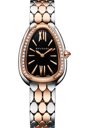 Bvlgari Serpenti Seduttori - 33 MM - Stainless Steel - Black Dial - 103450 nyc watcher nyc watches