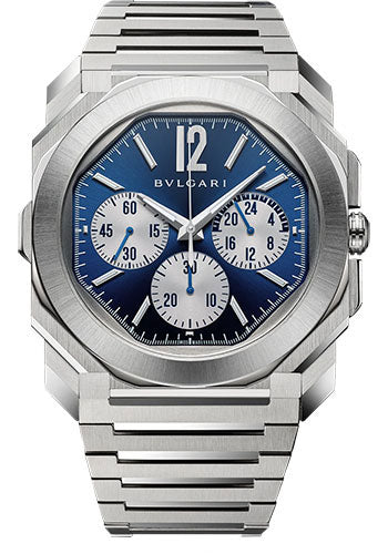 Bvlgari Octo Finissimo - Stainless Steel 43 MM - Stainless Steel Bracelet - Blue Dial - Stainless Steel Bezel - 103467