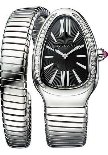 Bvlgari Serpenti Tubogas - 35 MM - Stainless Steel - Black Dial - 103524 nyc watcher nyc watches