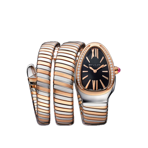 Bvlgari Serpenti Tubogas - 35 MM - Steel and Rose Gold - Black Dial - 102099  nyc watcher nyc watches