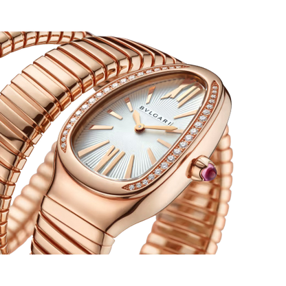 Bvlgari Serpenti Tubogas - 2 Row - RoseBvlgari Serpenti Tubogas - 35 MM - Rose Gold - Silver Dial - 103002  nyc watcher nyc watches 